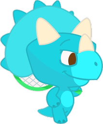 A turquoise triceratops